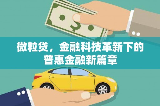 左镇微粒贷，金融科技革新下的普惠金融新篇章