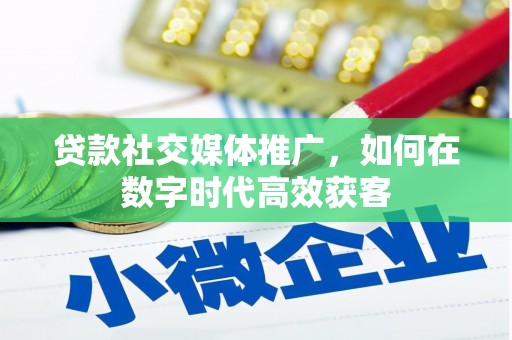 左镇贷款社交媒体推广，如何在数字时代高效获客