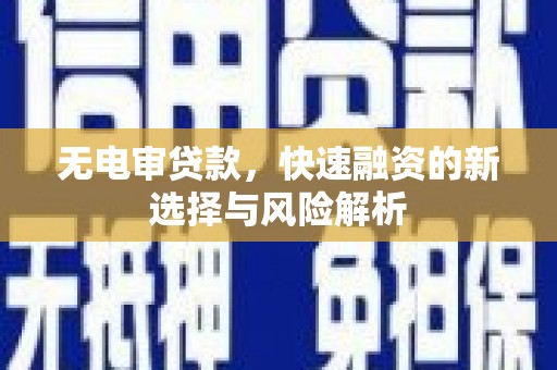 左镇无电审贷款，快速融资的新选择与风险解析