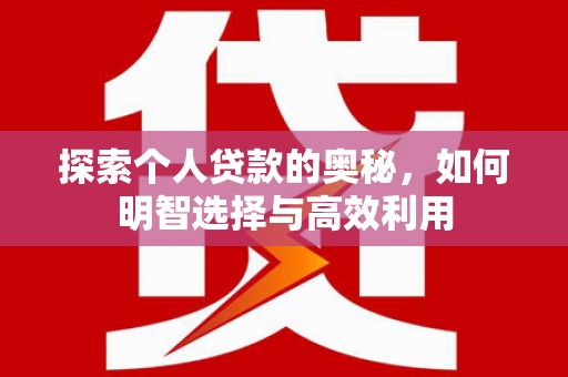 左镇探索个人贷款的奥秘，如何明智选择与高效利用