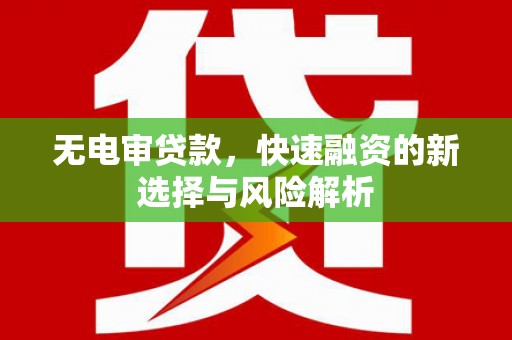 左镇无电审贷款，快速融资的新选择与风险解析